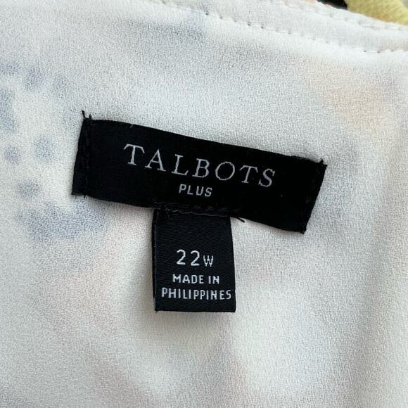 Talbots Stretch‎ Crepe Midi Dress in Yellow Pippy Poppies Floral Print, Size 22W - Picture 5 of 13